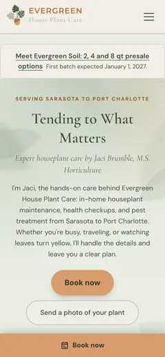 Evergreen House Plant Care on a phone